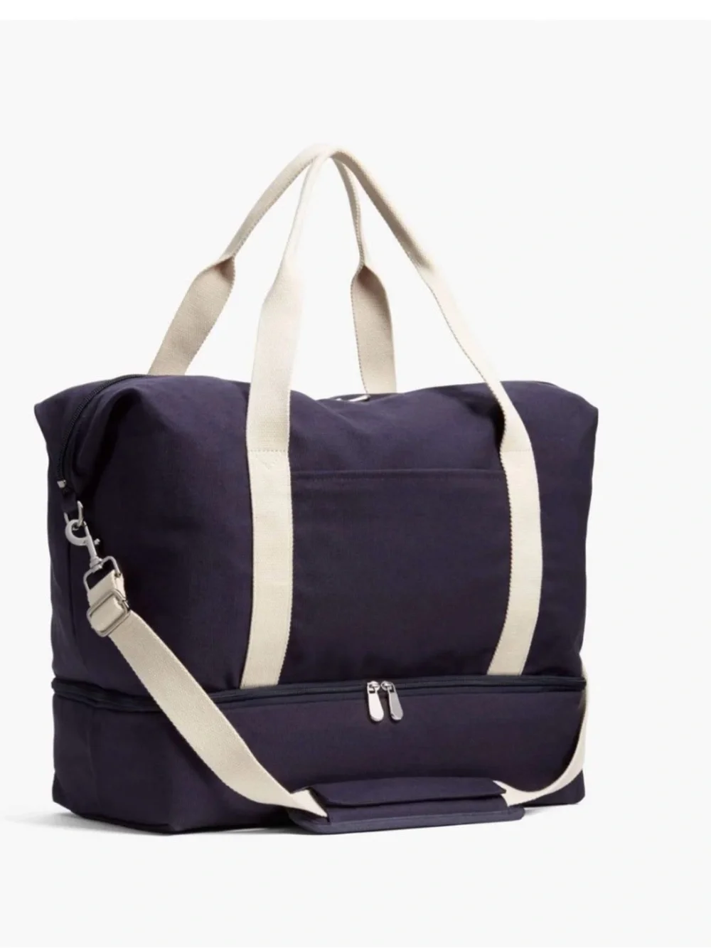 Lo & Sons Navy Canvas Duffel with Cream Handles
